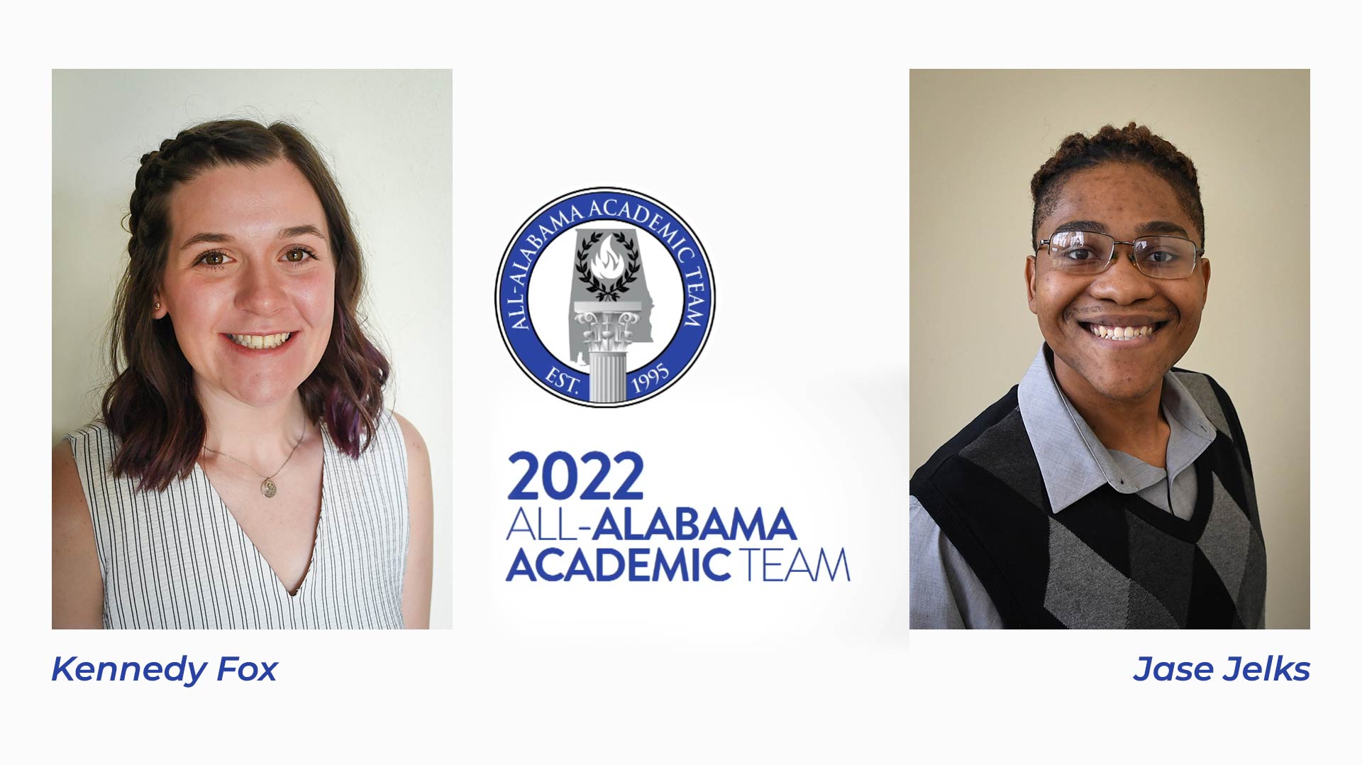 Gadsden State All-Alabama Academic Team members Kennedy Fox of Glencoe and Jase Jelks of Centre