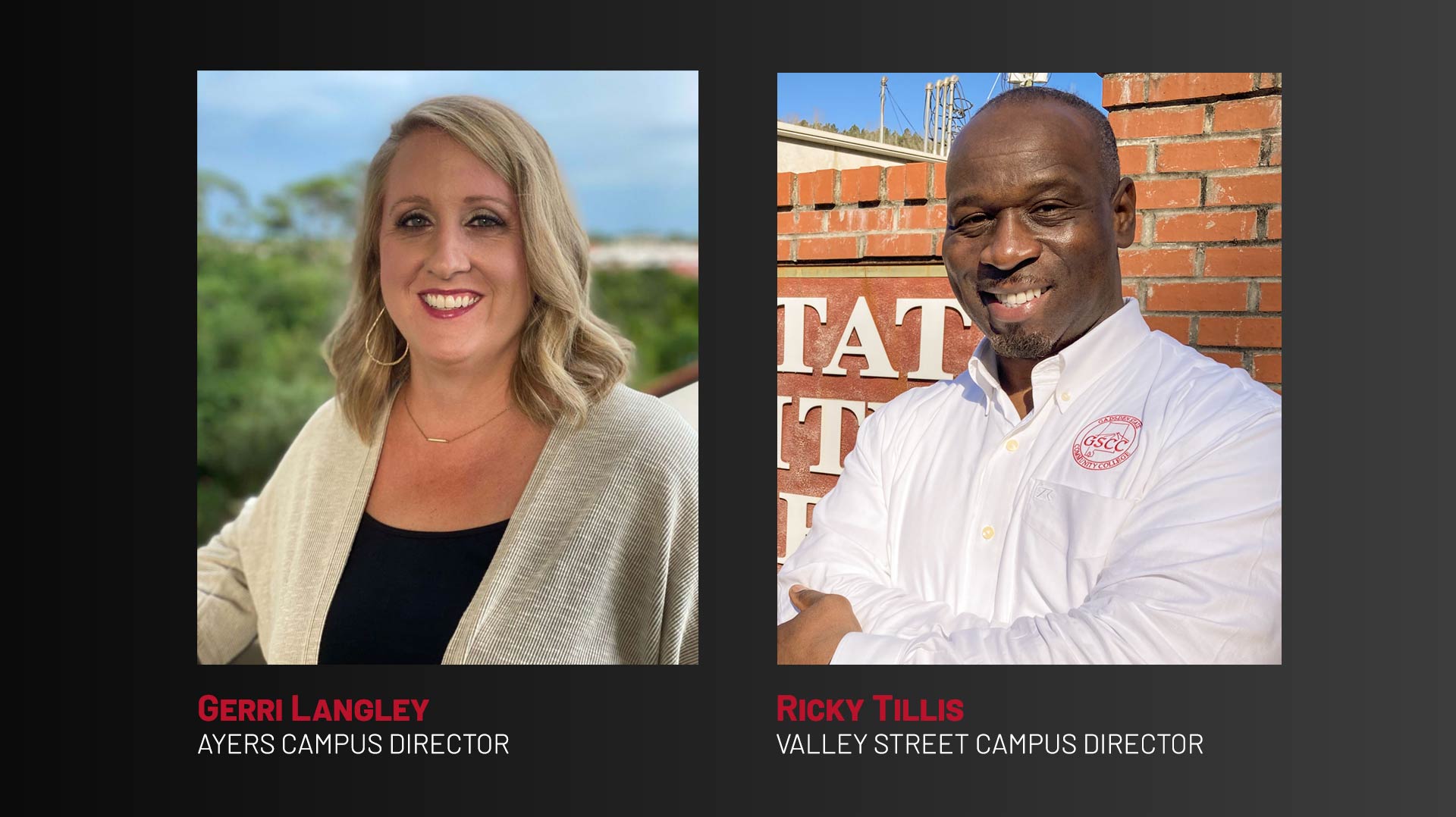 Headshot of Gerri Langley, Ayers Campus Director and Ricky Tillis, Valley Street Campus Director
