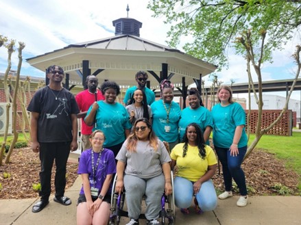 Averitte with students at the Alabama Institute for the Deaf and Blind